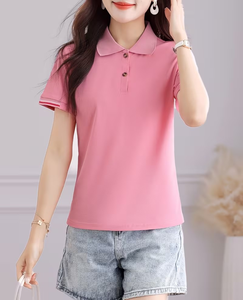 Womens Jersey Quick Dry for Shirt Short Sleeve Breathable Knitted Casual Golf Tennis Workwear Front Custom Logo Top - Product Image 3