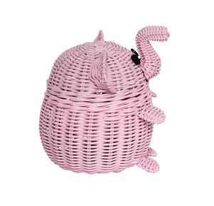 Cute Pink Rattan Pig Shaped Storage Basket For Home Decoration And Neatening - Product Image 2