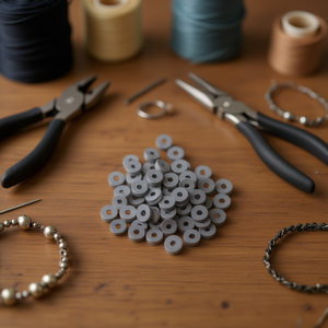 Perline a disco in argilla polimerica 6x1 mm grigie per la creazione di gioielli - Product Image 2