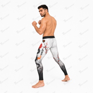 กางเกงเลกกิ้งออกกำลังกายผู้ชาย MMA ผ้าโพลีเอสเตอร์ผสมสแปนเด็กซ์ 220 GSM ยืดหยุ่น ระบายอากาศ แห้งเร็ว สำหรับฝึกซ้อม OEM สำหรับผู้ใหญ่ - Product Image 5