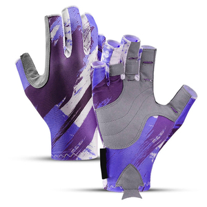 Unisex Fingerless Fishing Gloves Sublimation Print Blue Gray <b>Half</b> Finger Anti <b>Slip</b> Breathable Lightweight All Seasons - Product Image 3