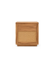 Modern Raw Teak Wood Rattan <b>Bedside</b> Table Drawer <b>Shelf</b> Luxury Quality Nightstand Bedroom Apartment Living Room Dining Home - Product Image 6
