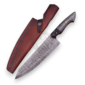Couteau de Chef Santoku Japonais Premium en Acier Damas Forgé à la Main, Lame Entièrement Forgée, Lame Aiguisée Martelée, Poignée en Pierre Ambidextre - Product Image 4