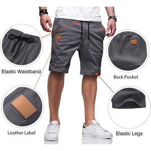 2025 pantalones cortos informales de sarga de algodón para hombre, Bermudas con cintura elástica, pantalones cortos de Golf decorados con logotipo tejido teñido liso - Product Image 3
