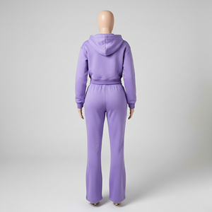Custom <b>Women</b> Patchwork Zip Up Hoodie Tracksuit <b>Fleece</b> Sweatsuit Warm Color Block <b>Jogger</b> Pants Two Piece Set Casual Activewear - Product Image 4
