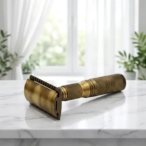 มีดโกนหนวดปรับระดับได้สำหรับผู้ชาย ยี่ห้อ Madhav Metal Natural Quality ผลิตจากสแตนเลสสตีล พร้อมใบมีดเดี่ยว - Product Image 6