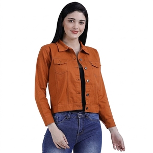 Veste utilitaire pour femme, vert olive, manches longues, col rabattu, coton, couleur unie, longueur courte, vêtements d'automne - Product Image 5