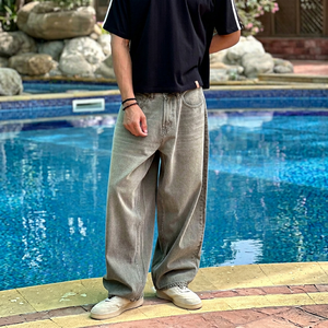 OEM 2026 Custom Manufacturer Men's Stonewashed Straight Denim Jeans Mid Waist Loose Fit Casual Summer Breathable <b>Waterproof</b> - Product Image 1