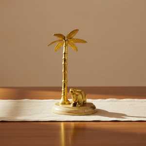 Jaffs Exports Golden Palm Tree Turtle Figurine Aluminium Eco-Friendly Durable Modern Design Tabletop Decor Bohemian Sculpture - Product Image 2