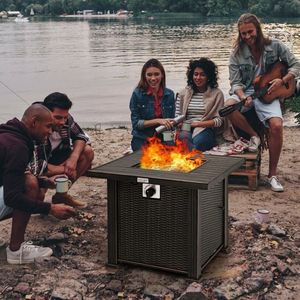 Mesa de Fogata de Gas Propano Cuadrada de 30 Pulgadas con Cubierta, 50000 BTU, Muebles Elegantes para Exteriores - Product Image 2