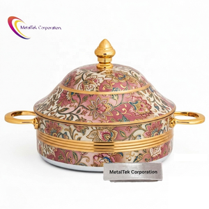 Modern Durable Enamel Stainless Steel Casserole Hot <b>Pot</b> Dutch Oven Double Ear <b>Lid</b> Handcrafted Luxury Serving Dish Food Warmers - Product Image 1