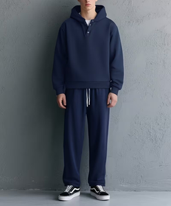 Men's Light Green Hoodie Sweatpants Set Solid Casual Winter Wear Polyester/Cotton French Terry Knitted Fabric 380g Breathable - Product Image 2