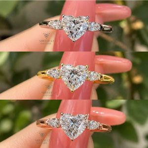 Anillo de Diamante Cultivado en Laboratorio con Forma de Corazón, 1Ct 2Ct, Certificado IGI, Anillo de Compromiso con Diamantes Laterales en Forma de Pera, Oro de 14K, Fabricación Directa, Venta al Por Mayor - Product Image 2