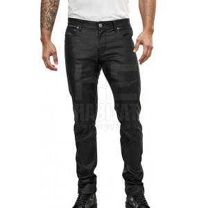 Pantalones de cuero genuino hechos a medida para hombre con logotipo personalizado, diseño único, precio al por mayor. - Product Image 1