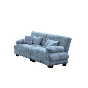 Divano Cloud a 2 Posti in Ciniglia Blu per Soggiorno con 2 Cuscini Lombari e 2 Cuscini Decorativi - Product Image 6