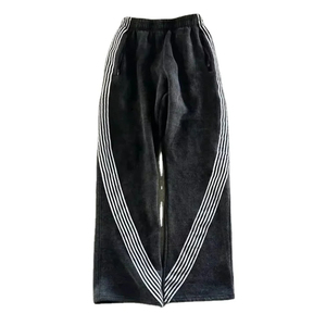 Pantalon de survêtement évasé délavé pour homme, décontracté, avec impression personnalisée, détails usés, cordon de serrage, haute qualité, taille haute, style vintage - Product Image 4