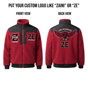 Premium 240g Polar Fleece Men's Running <b>Jacket</b> Red Black Sherpa Fleece Colorblock Full Zip Warm <b>Waterproof</b> Reflective Embossed - Product Image 1