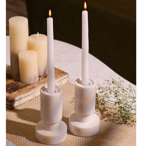 White <b>Marble</b> <b>Candle</b> Holder Handmade <b>Candle</b> stand Luxury <b>Marble</b> Style Polished Surface for Home and Hotel Decor - Product Image 5