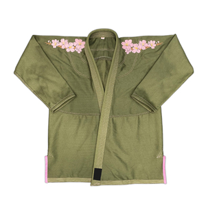 เสื้อแจ็คเก็ต BJJ ปักลายมือสีเขียว ผ้าฝ้าย ยูนิเซ็กซ์ สำหรับศิลปะการต่อสู้ ทรงหลวม สไตล์ผู้ใหญ่ ลายดอกไม้ - Product Image 6