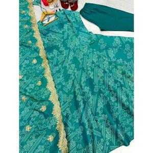 PANTALON DE ROBE DE TRAVAIL À IMPRIMÉ NUMÉRIQUE EN SOIE ATTRACTIVE AVEC CIEL DUPATTA - Product Image 5