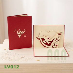 Carte d'invitation de mariage ou de la Saint-Valentin 3D en forme de cœur, faite à la main par ANN HANDICRAFT, avec enveloppe découpée, impression personnalisée, papier d'amour - Product Image 4