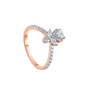 Corazón corte diamante medio Halo solitario acento anillo elegante diamante anillos colección - Product Image 6