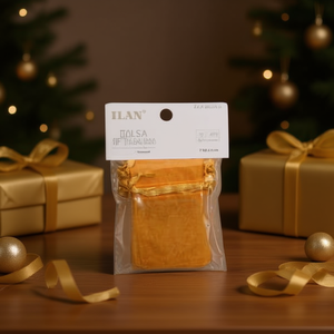 Sacchetti regalo in organza Ilan 7x9 cm colore oro 8 pezzi per regali - Product Image 2