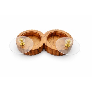 Best Quality Handcrafted Spice <b>Box</b> <b>Masala</b> Dabba Acrylic Lid with 2 Round Compartments & Spoon Acacia Wood Spice <b>Box</b> Set - Product Image 5