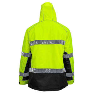 Chaqueta de Trabajo Reflectante de Alta Visibilidad para Hombre, Ropa de Seguridad Clase 2, Impermeable, con Capucha y Bolsillos, Material de Poliéster - Product Image 2