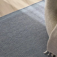 Handgefertigter Baumwoll-Durrie-Teppich Blau Handgewebter Flachwebteppich Niedrigflorig Dünn Moderner Indischer Dhurrie-Teppich für Wohnzimmer Schlafzimmer Boden