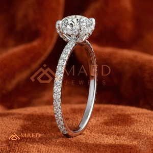 925 Sterling <b>Silver</b> Round Cut Moissanite/Diamond Engagement <b>Ring</b> for Women, Micro Pave Diamond Band <b>Solitaire</b> <b>Ring</b> - Product Image 2