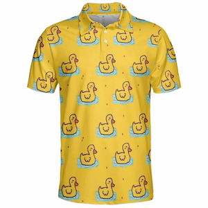 เสื้อเชิ้ตแขนสั้นสไตล์ฮาวายสำหรับทุกเพศ สีฟ้า สีเหลือง ลายการ์ตูนเป็ด ปกคอพับ ระบายอากาศได้ดี เสื้อลำลองฤดูร้อนทรงหลวม - Product Image 3