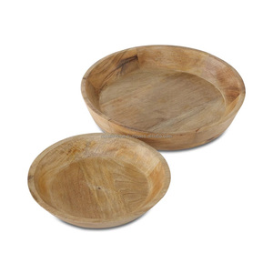 Cuenco de madera de Acacia de fondo plano de estilo japonés, vajilla de cocina para restaurante de hotel, ensaladera, cuenco de sopa de madera entera - Product Image 2