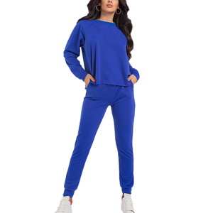 Customized Logo Women's Sweat Suit Winter Season Use Sport Hooded Solid Colors Breathable Quick Dry Casual Fleece Elastic Waist - Product Image 2