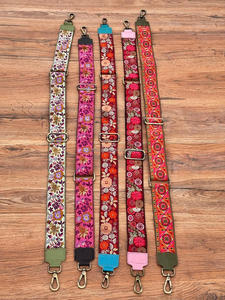 Correa de bolso Banjara de cuero de gamuza más vendida, correas cruzadas bordadas, correas de monedero, correa de guitarra de repuesto Bohemia Floral para mujer - Product Image 5