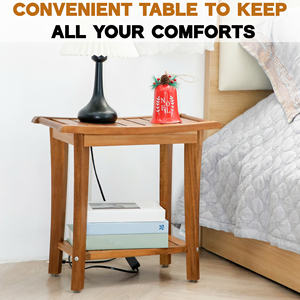 Banc de douche en bois fabriqué avec une structure en bois durable pour un assise confortable dans les environnements humides de la salle de bain - Product Image 4