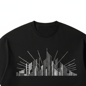 Camiseta de Algodón con Pedrería de Alta Calidad al por Mayor, Camiseta Blanca con Brillo, Logotipo Personalizado, Diamantes, Ropa Urbana Unisex - Product Image 3