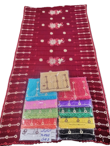 Women's Red <b>Chiffon</b> Shawl Floral Embroidered Lightweight Breathable Ethnic <b>Scarf</b> Daily Wear Hijab Wrap Elegant Style - Product Image 2