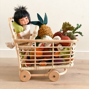 Chariot de courses en rotin sur roulettes, chariot de supermarché pour enfants, jouet pour jeux de rôle, chariot pour enfants, vente en gros - Product Image 6