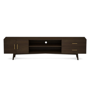 Mueble para TV de Madera de Teca Sólida de Estilo Moderno de Mediados de Siglo, Centro de Entretenimiento con Cajones y Estante Abierto, Mueble para el Hogar - Product Image 5