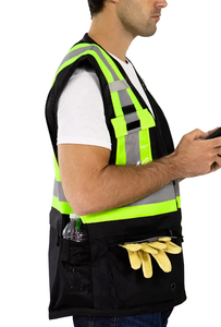 High Visibility Reflective Safety <b>Vest</b> <b>Men</b> Workwear with Pockets Polyester Material <b>Thermal</b> Transfer Printing Oem Service - Product Image 4