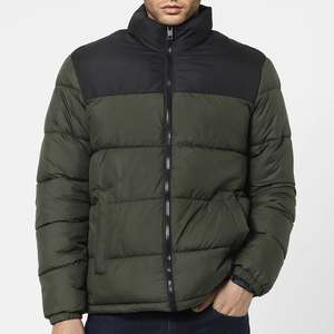 Best Selling 2025 Men's Customized Puffer <b>Jacket</b> Solid Color Casual Wear with Full Zipper and Hooded Collar Bubble <b>Jackets</b> - Product Image 1