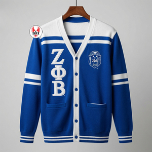 Pull en acrylique brodé pour femmes de la sororité Zeta Phi Beta |   ZPB Sorority – Nouveauté : Veste décontractée d'hiver anti-plis style vintage - Product Image 1