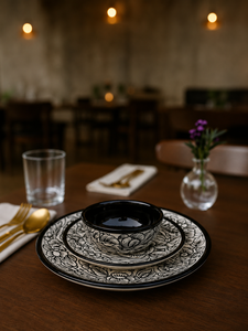 Handpainted <b>Ceramic</b> Dinnerware Set With Floral Pattern Traditional Chinese Style Charger <b>Plate</b> And Bowl Round Handmade Dishes - Product Image 3