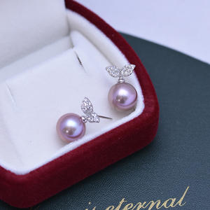 Boucles d'oreilles en argent Zhuji S925 avec perles d'eau douce de 8-9 mm, style simple et tendance, design plat et large, transfrontalier - Product Image 4