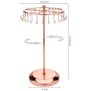 Elegant <b>Rotating</b> Jewelry <b>Stand</b> With Multi Hook Circular Rack High Capacity Necklace Organizer Stable Base Tangle Free <b>Display</b> - Product Image 6