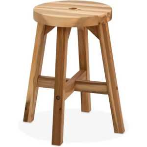 Solid Wood Round <b>Stool</b> Compact Wooden Seat <b>Stool</b> Strong Legs Rustic <b>Small</b> <b>Stool</b> for Home Kitchen Dining Room Use - Product Image 1