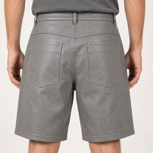 OEM ODM Custom Men Leather Jorts Loose Fit <b>PU</b> Leather jorts With Cargo Pockets Factory Wholesale Supply - Product Image 2