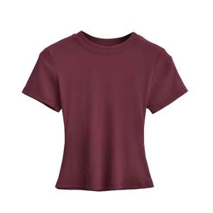 T-shirts décontractés pour femmes, t-shirts slim fit, hauts à manches courtes pour femmes, t-shirts basiques unis pour l'été - Product Image 1