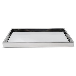 Bandeja de almacenamiento rectangular con espejo, diseño minimalista de metal para organización de la mesa, fácil de limpiar, de un solo nivel - Product Image 3